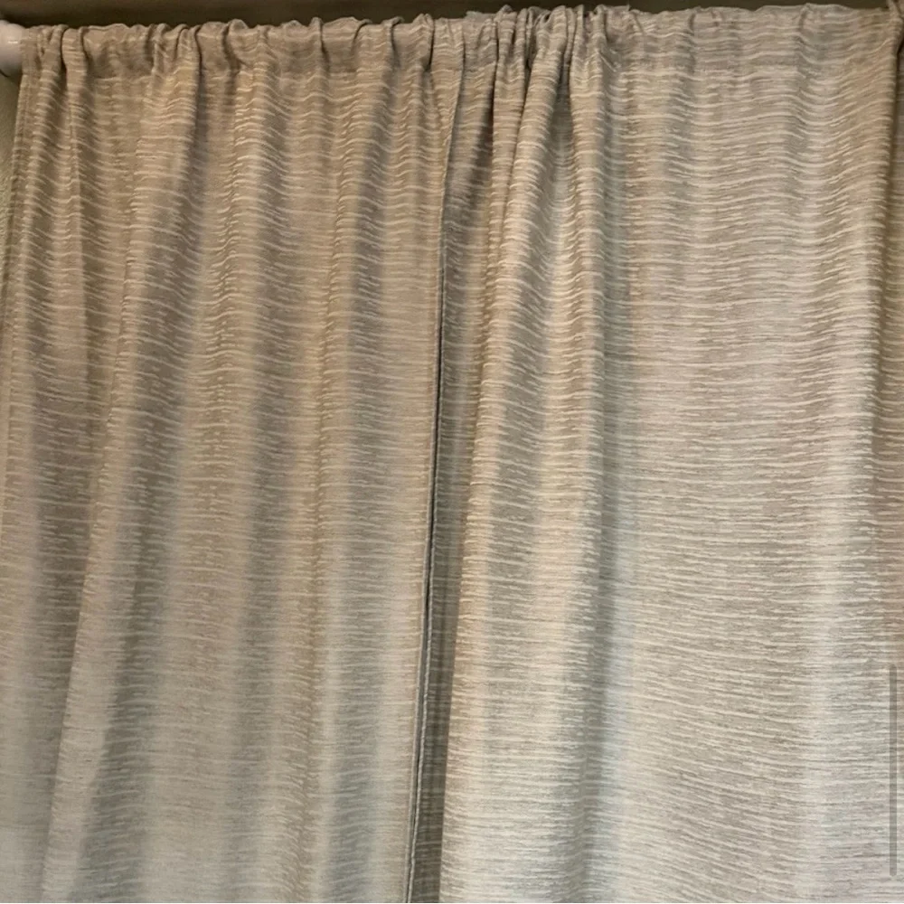 Teagan Tully Neutral Textured Blackout Curtains 37x84 Set of two panels EUC